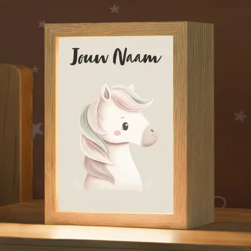 Pony - Beige - Manen - Pastel Light Box met kabel (Kinderlampje) klein -zzz_3d_website