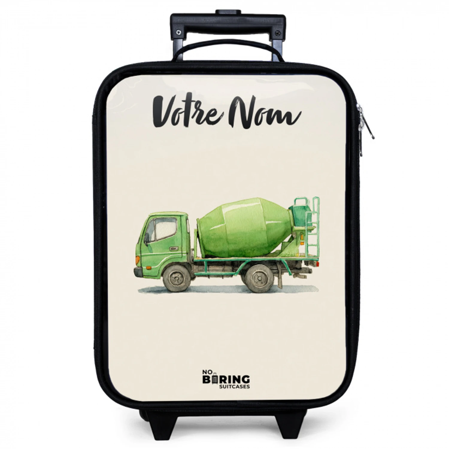 Betonmixer - Getekend - Groen Kinderkoffer - Zwart klein -zzz_website3d