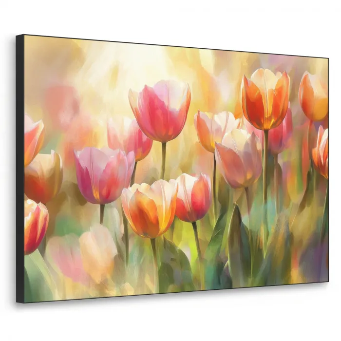 Tulpen - Sprookjesachtig - Kleurrijk Textielframe - compleet frame klein -3d