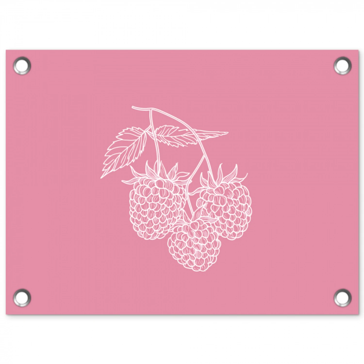 Frambozen - Steel - Getekend - Roze tuinposter los doek klein -3d