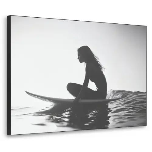 Silhouet - Vrouw - Surfplank - Water Textielframe - compleet frame klein -3d