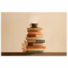 Boeken - Toren - Koffie - Beige poster papier klein -3d