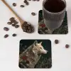 Wolf - Bloemen - Natuur onderzetter kurk middel -sfeer2