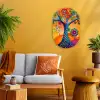 Boom - Levensboom - Abstract - Kleurrijk Wandcirkel Ovaal Forex klein -sfeer4