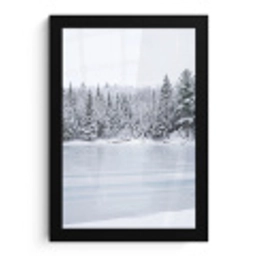 Meer - Dennen - IJs - Winter - Rustgevend fotolijst zwart zonder passe partout klein -3d