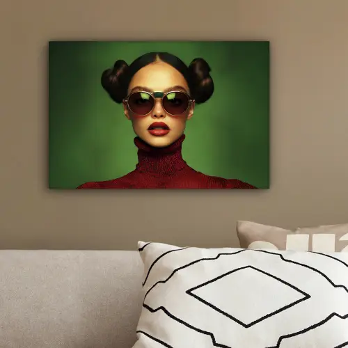 Vrouw - Groen - Bril - Aesthetic - Modern canvas 2cm klein -sfeer3