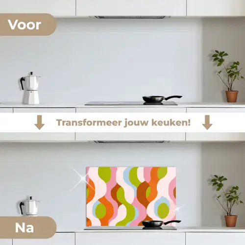 Abstract - Vormen - Roze keuken achterwand spatscherm klein -voor_na_NL