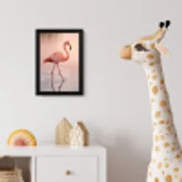 Flamingo - Water - Roze fotolijst zwart zonder passe partout klein -usfeer4_kinderkamer