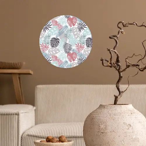 Monstera - Pastel - Bladeren - Tropical Wandcirkel behangsticker klein -sfeer1