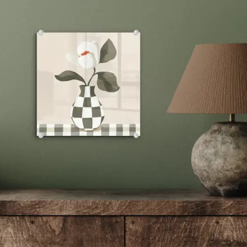 Vaas - Geruit - Groen - Bloem plexiglas 5mm klein -sfeer3