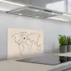Wereldkaart - Simpel - Vliegtuig keuken achterwand spatscherm klein -3d_schuin