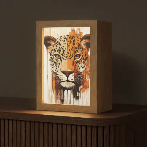 Luipaard - Symmetrisch - Strepen Light Box met kabel (Tafellamp) klein -z3d_website