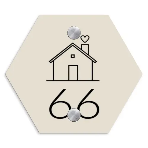 Huis illustratie - Traditioneel Naambord Hexagon klein -3d