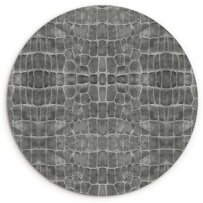 Krokodil - Leer - Grijs Wandcirkel plexiglas klein 852 -3d