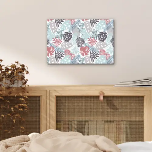 Bladeren - Jungle - Pastel - Tropisch aluminium wit klein -sfeer3
