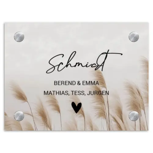 Pampasgras - Sierlijk Naambord Rechthoek middel -3d