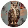 Geschilderd - Abstract - Uil - Bruin Wandcirkel kunststof plaat 5mm dik klein -3d