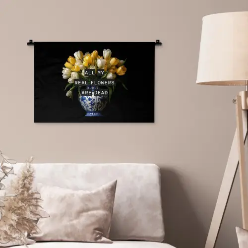 Quotes - Bloem - Tulp - Geel Wandkleed katoen klein -sfeer4