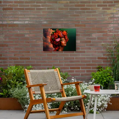 Vrouw - Drankenfruit - Rozen Tuinposter op houten frame 2 cm dik klein -sfeer3