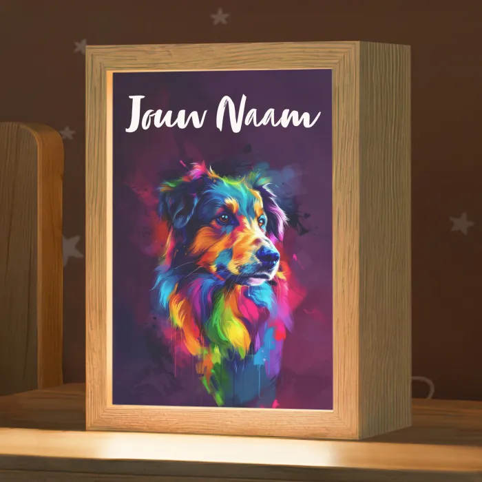 Hond - Kleurrijk - Dier - Dierenhoofd Light Box met kabel (Kinderlampje) klein -zzz_3d_website