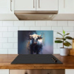 Stier - Zwart - Abstract - Horens keuken achterwand spatscherm klein -sfeer2