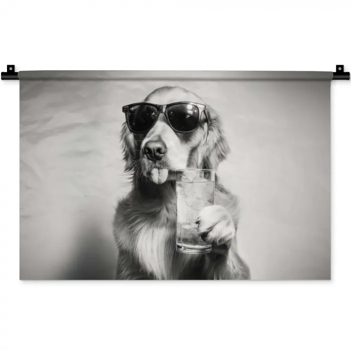Golden retriever - Hond - Zonnebril - Gkas Wandkleed katoen klein -zz3d