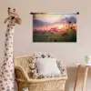 Bloemen - Roze - Zonsondergang - Natuur - Weide - Horizon Wandkleed katoen klein -wsfeer5_kind
