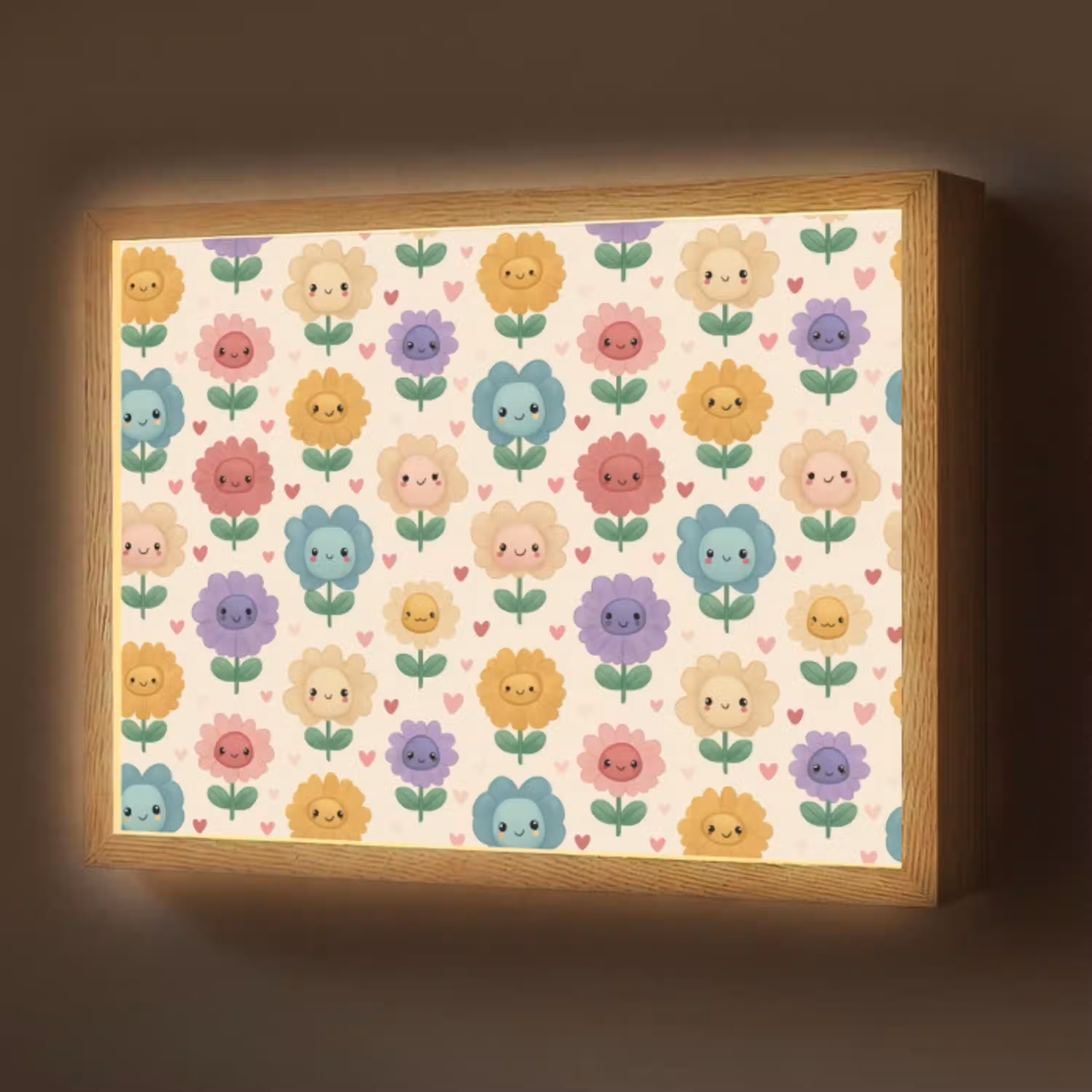 Bloemen - Hartjes - Kleurrijk Light Box met batterij (Wandlamp) middel 907 -z3d_website