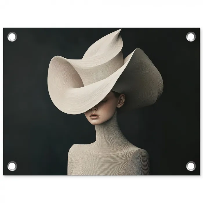 Vrouw - Golvende - Hoed tuinposter los doek klein -3d