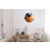 Palm - Zonsondergang - Horizon - Strand - Zee Wandcirkel aluminium klein -woonkamer