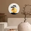 Zwarte boom - Gouden cirkel - Heuvel Wandcirkel kunststof plaat 5mm dik klein -sfeer1