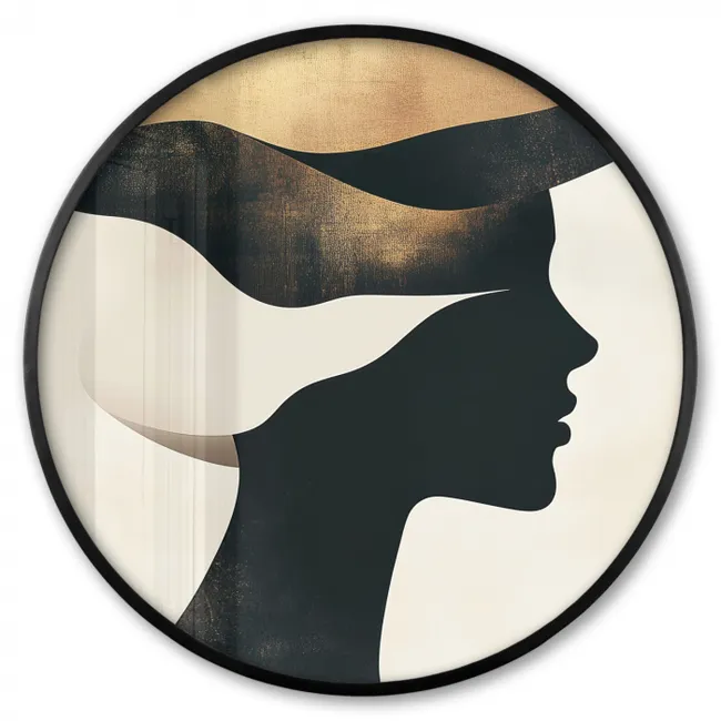Ronde fotolijst - Femme - Vagues - Noir