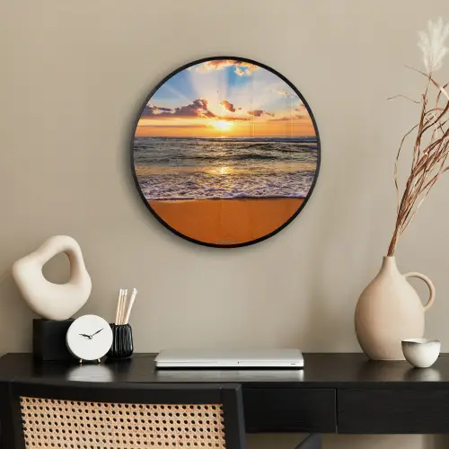 Strand - Zonsondergang - Zee - Wolken - Horizon Fotolijst rond zonder passe partout klein -sfeer1