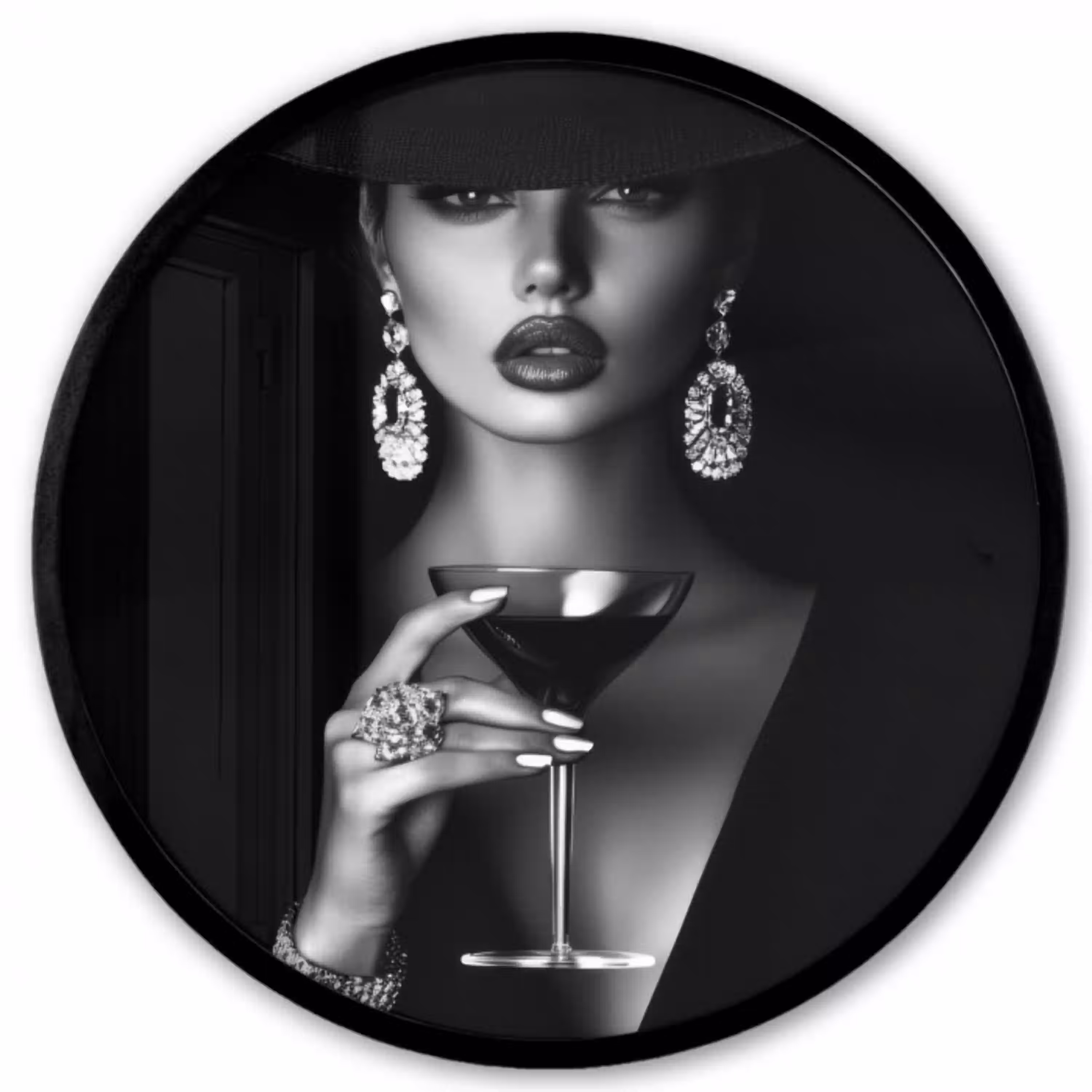 Vrouw - Cocktail - Chic Fotolijst rond zonder passe partout klein -3d