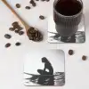Silhouet - Vrouw - Surfplank - Water onderzetter kurk middel -sfeer2