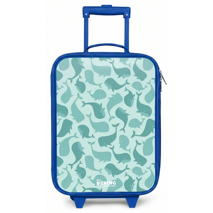 Gestileerde walvissen in tonale zeegroene tinten Kinderkoffer - Blauw klein -zz3dotto