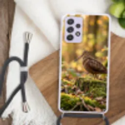 Houtsnip - Bos - Bladeren - Herfst - Gecamoufleerd Hoesje Samsung Galaxy A52 5G met koord klein -sfeer4