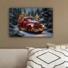 Kersttruck - Sneeuwbos - Rood canvas 2cm klein -sfeer3