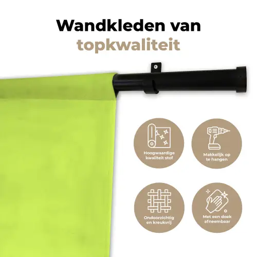 Groen - Smiley - Bonjour - Roze Wandkleed katoen klein -sfeer2