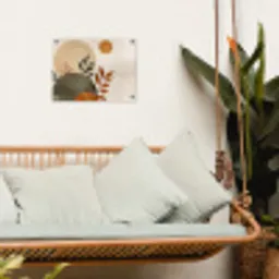 Vormen - Rond - Bladeren - Beige tuinposter los doek klein -sfeer7