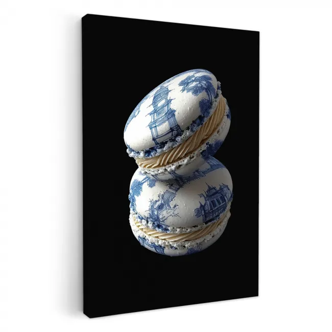 Eten - Macarons - Delfts blauw - Koekjes KitchenYeah - Keuken - Canvas klein -3d