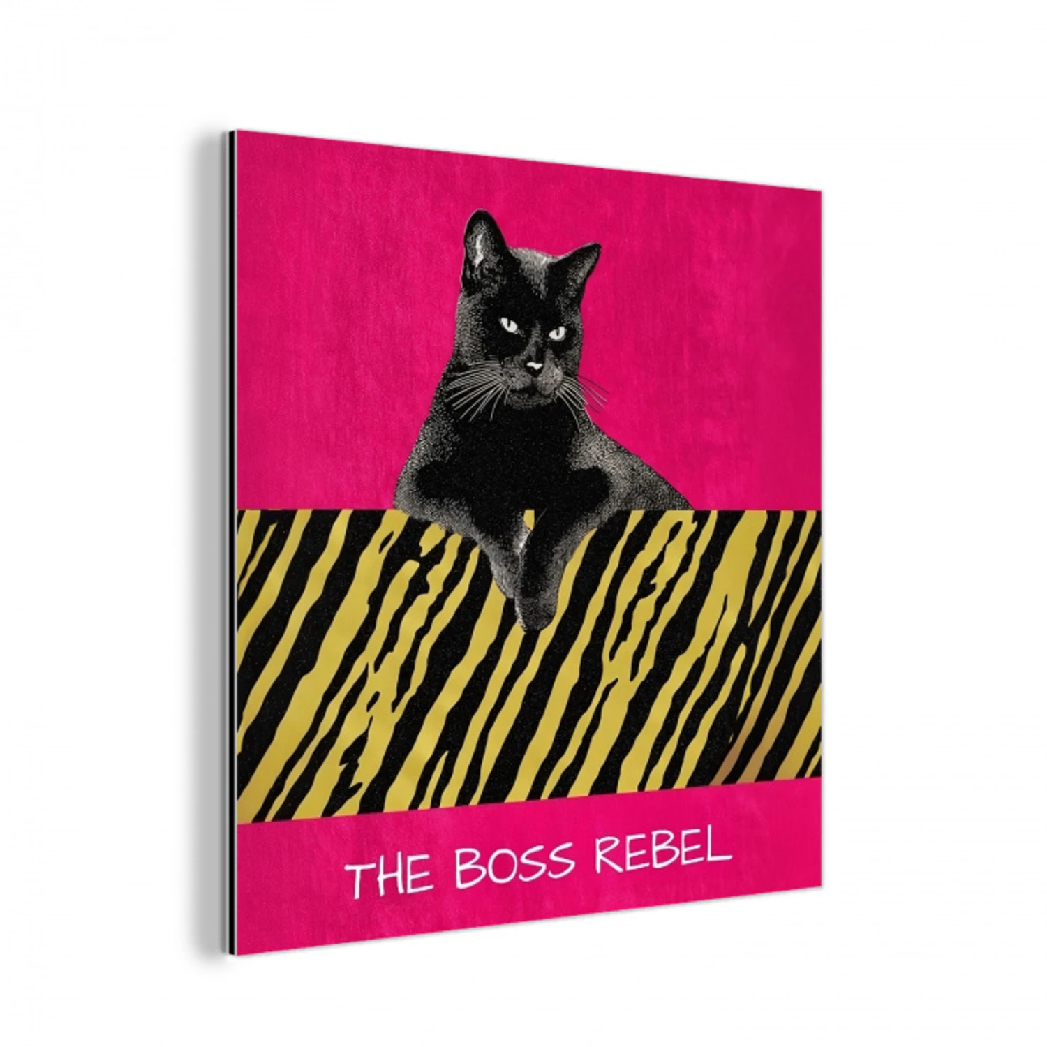 Kat - Baas - Roze - Tijgerprint aluminium wit klein -3d