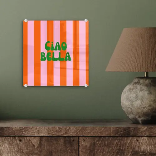 Strepen - Oranje - Verticaal - Ciao bella plexiglas 5mm klein -sfeer3