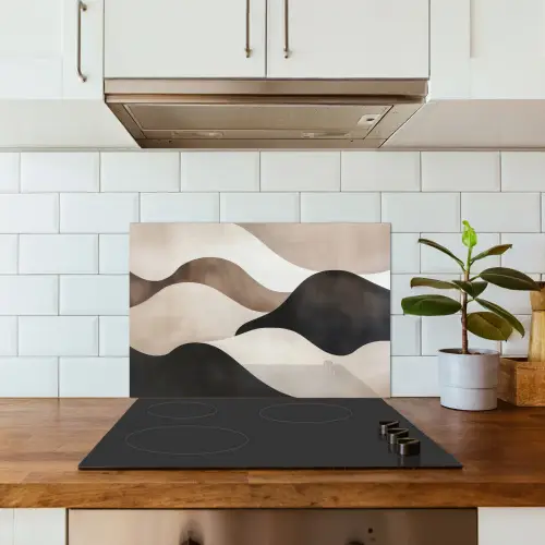 Golven - Abstract - Beige keuken achterwand spatscherm klein -sfeer2
