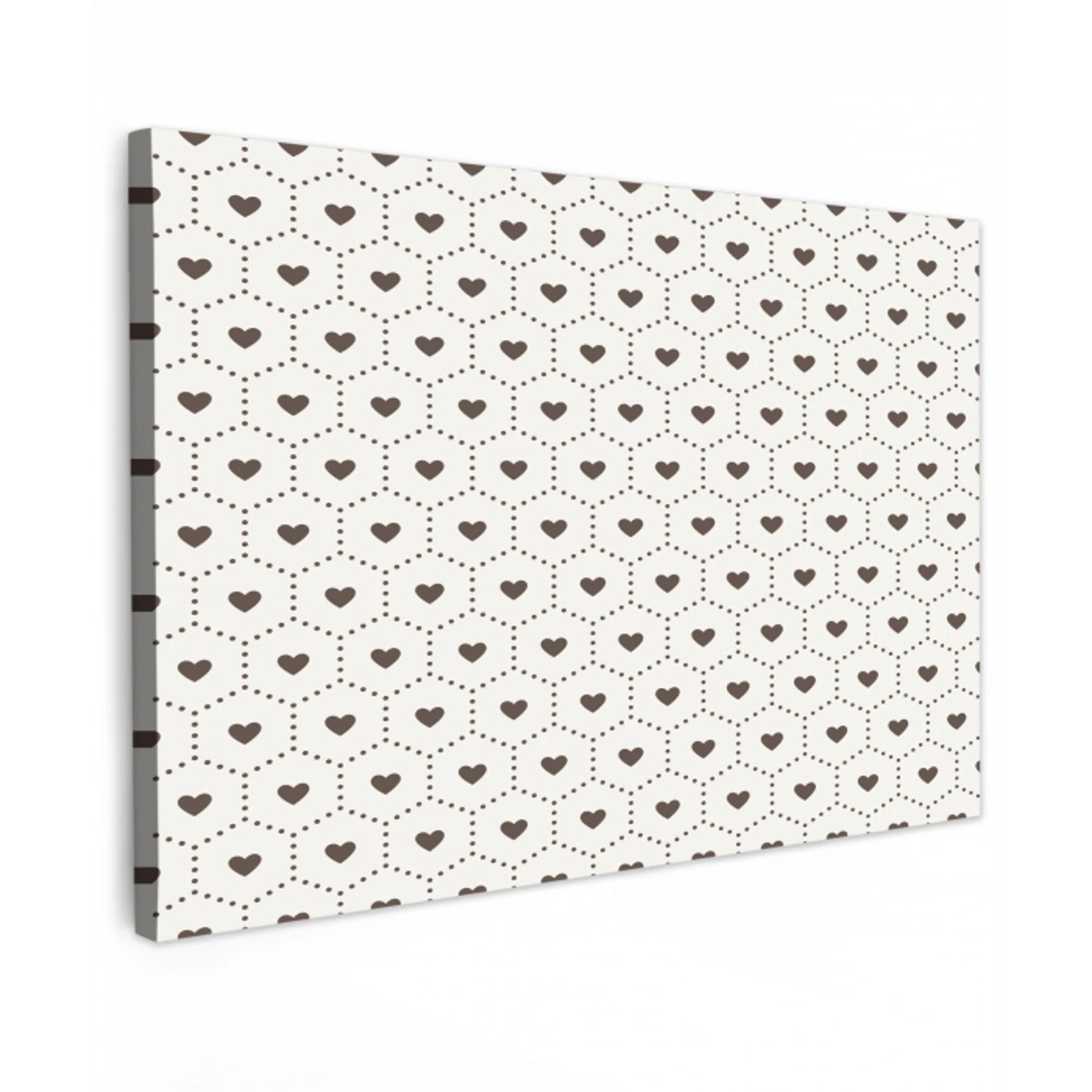 Hexagon - Patroon - Hartjes - Beige Tuinposter op houten frame 2 cm dik klein 845 -3d