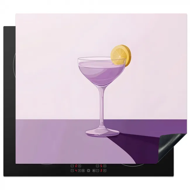Herdabdeckplatte - Cocktail - Lila - Minimalistisch - Zitrone