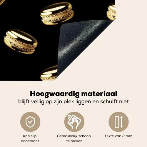 Macarons - Patroon - Goud - Zwart Inductie beschemer met haakjes klein -ky-onderkant-nl