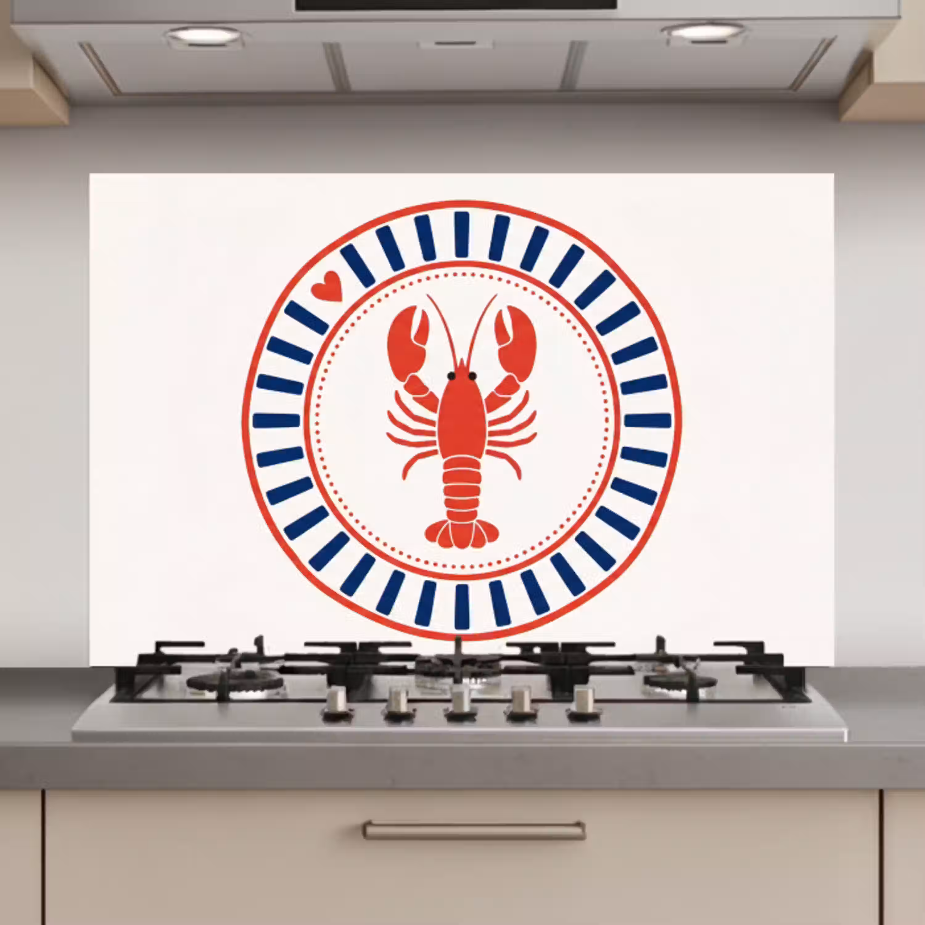 Zeeleven - Kreeft - Embleem - Grafisch - Rood keuken achterwand spatscherm klein -3d_website