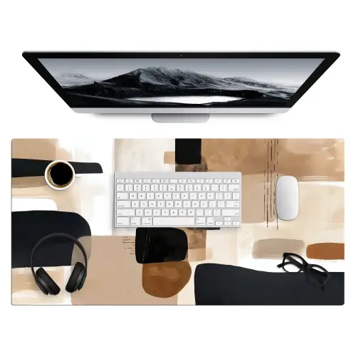 Vlakken - Abstract - Zwart - Strepen Muismat XXL klein -3d