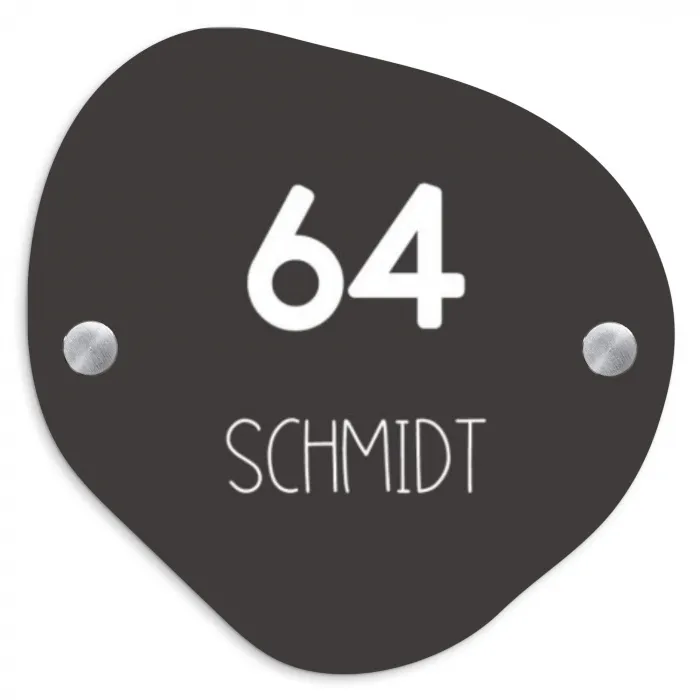 Donkergrijs - Modern Naambord Organisch middel -3d